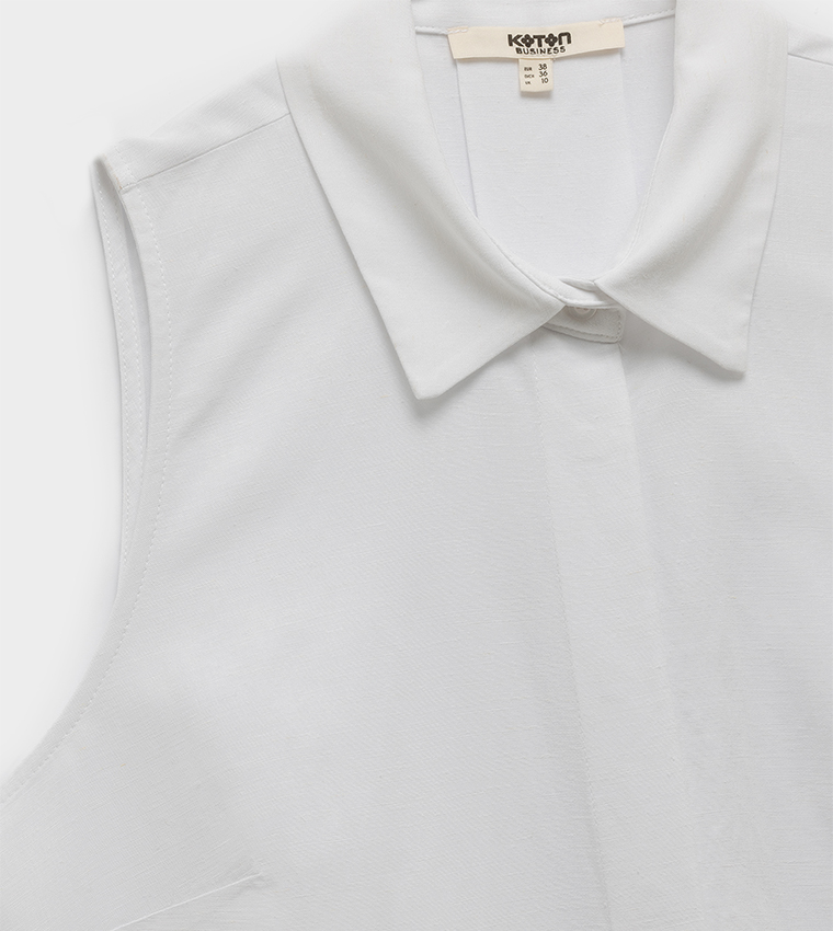 Solid Classic Collar Sleevesless Shirt