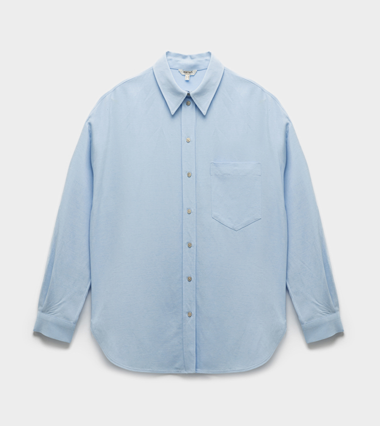 Solid Long Sleeves Linen Blend Shirt