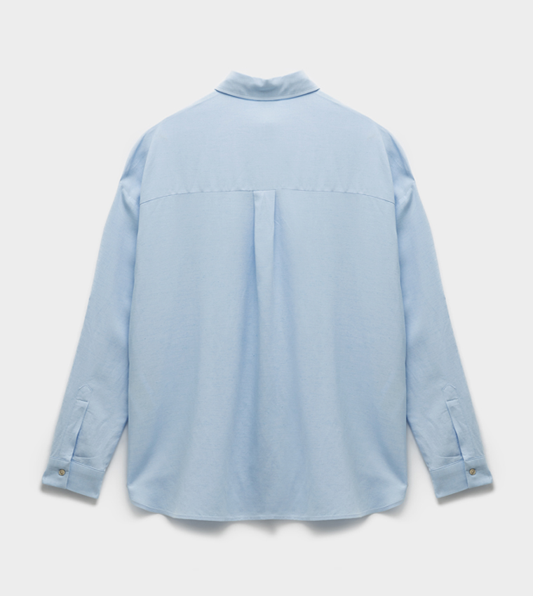 Solid Long Sleeves Linen Blend Shirt