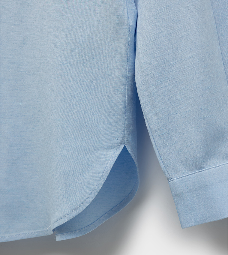 Solid Long Sleeves Linen Blend Shirt