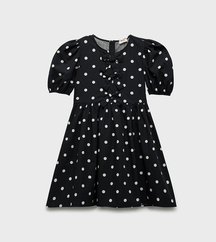 Polka Dot Cotton Fit and Flare Dress