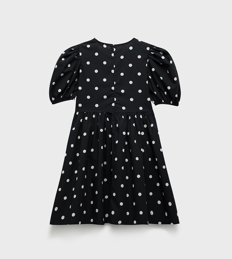 Polka Dot Cotton Fit and Flare Dress