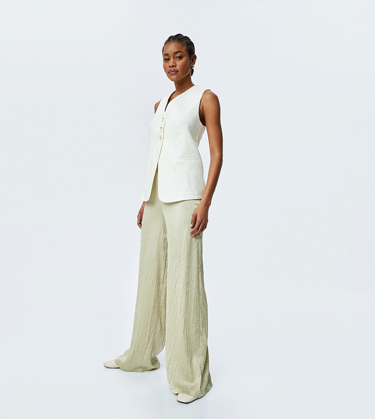 Textured Satin Palazzo Pants