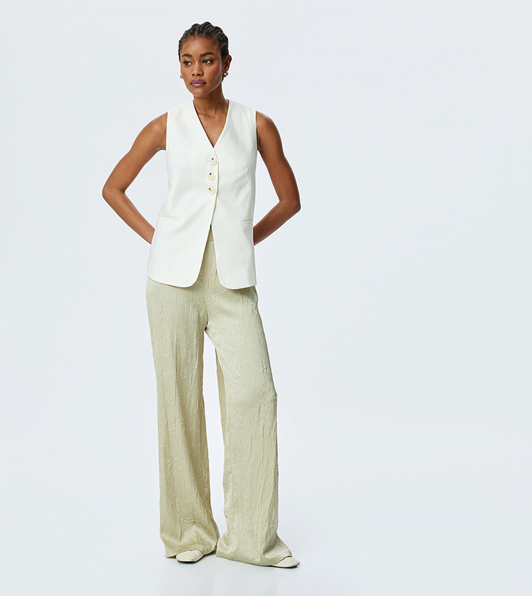 Textured Satin Palazzo Pants