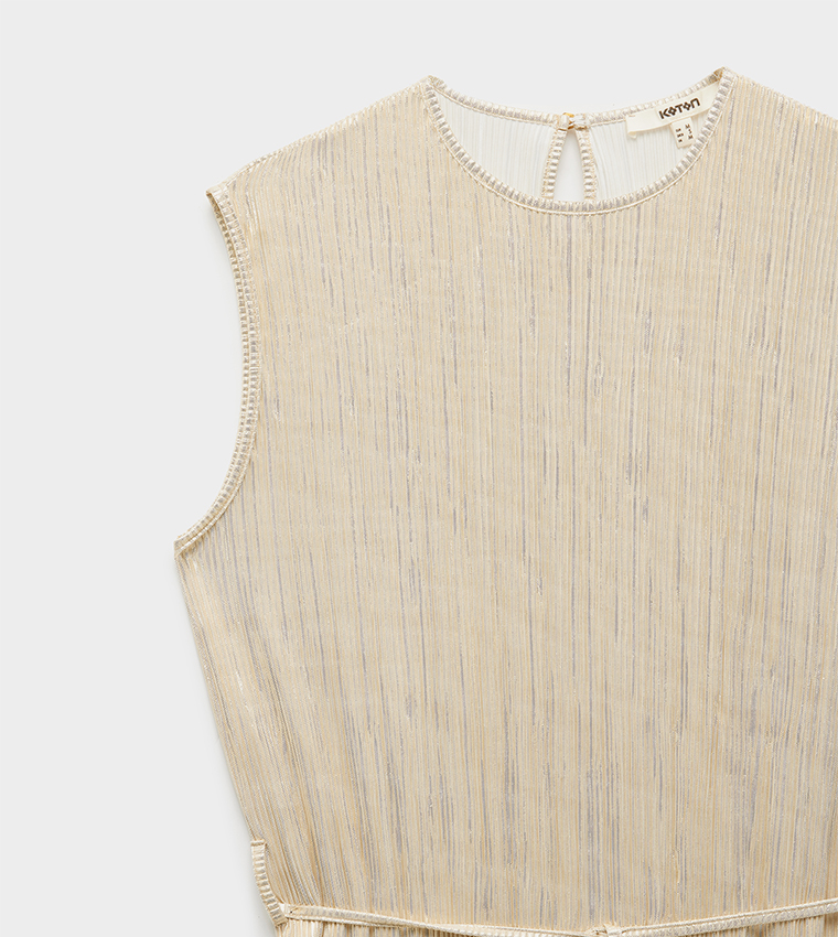Textured Crew Neck Midi Dress