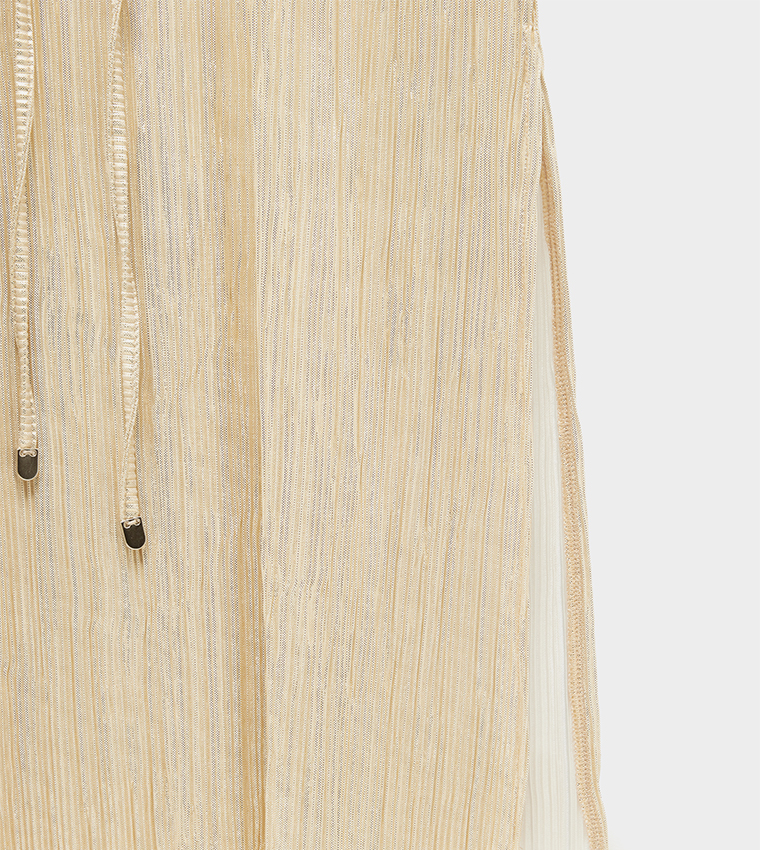 Textured Crew Neck Midi Dress
