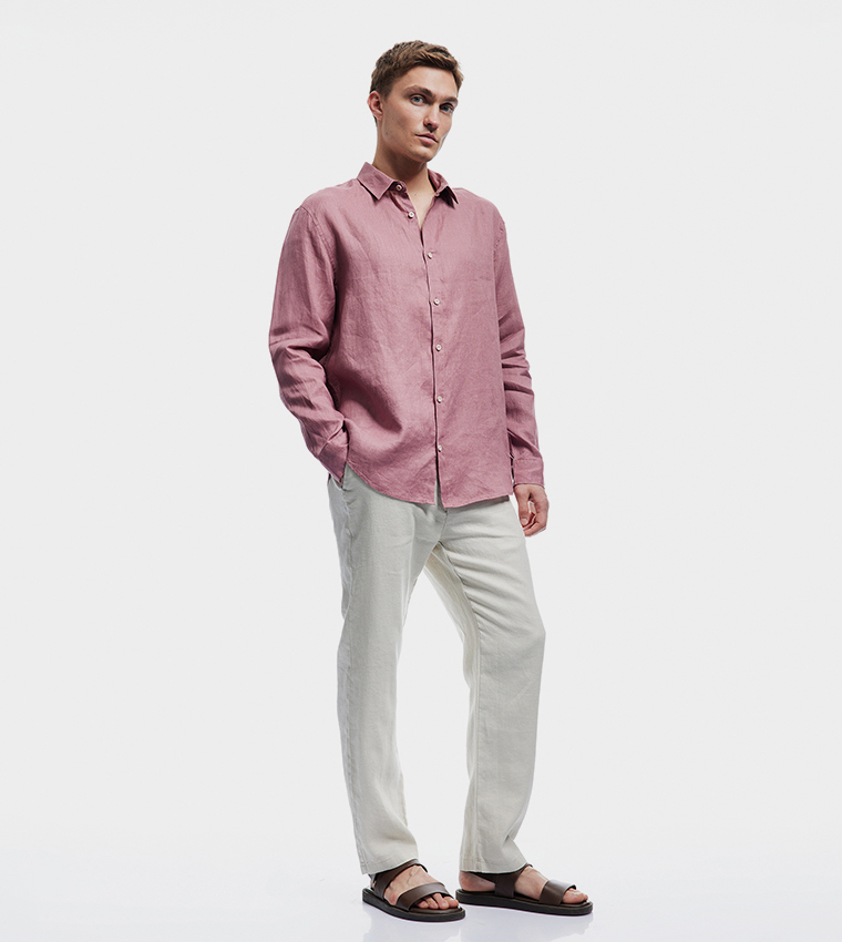 Solid Long Sleeves Linen Shirt