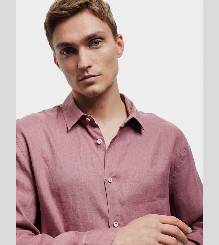 Solid Long Sleeves Linen Shirt