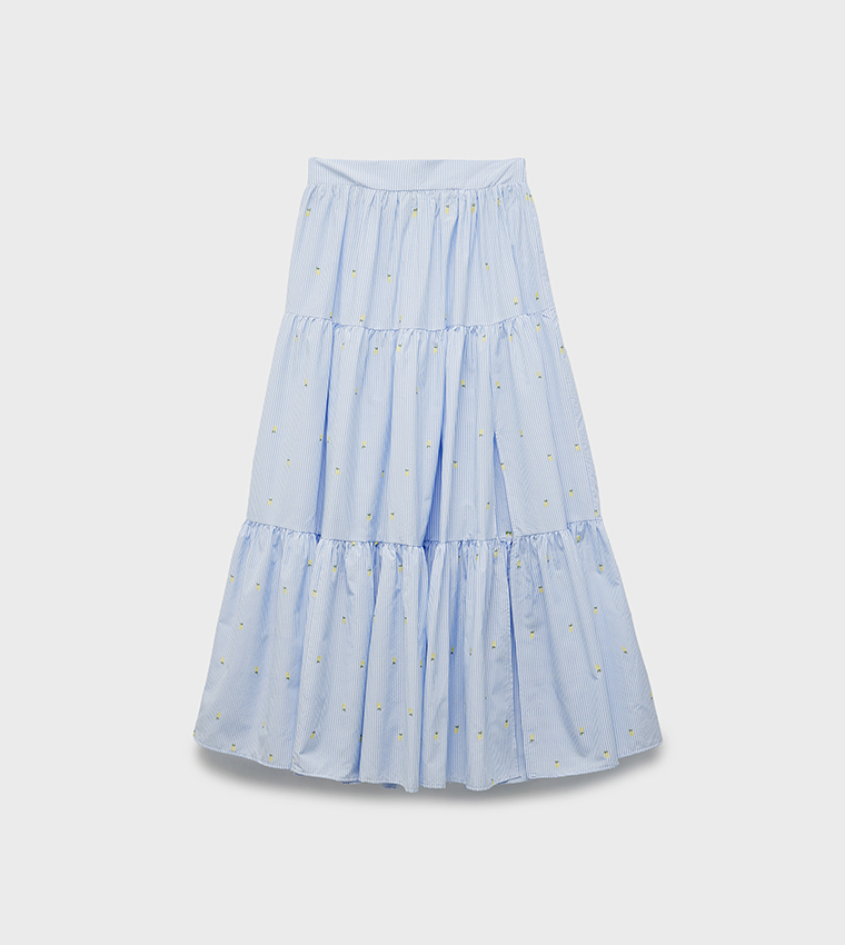 High Waist Poplin Maxi Skirt