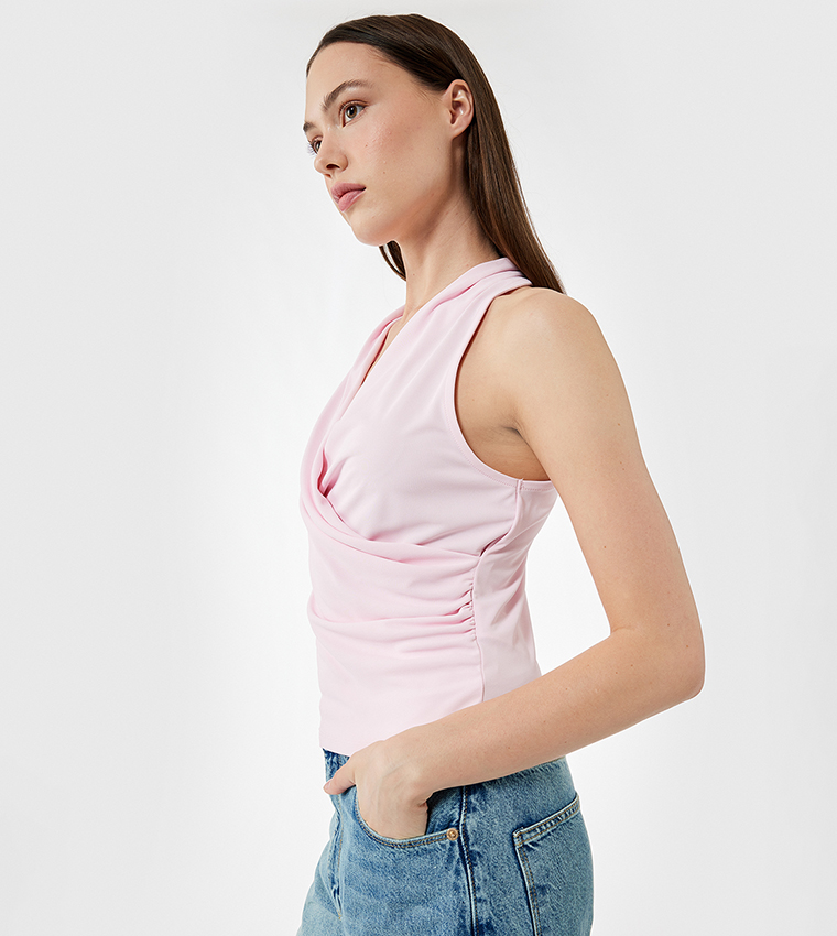Solid Halterneck Wrap Top