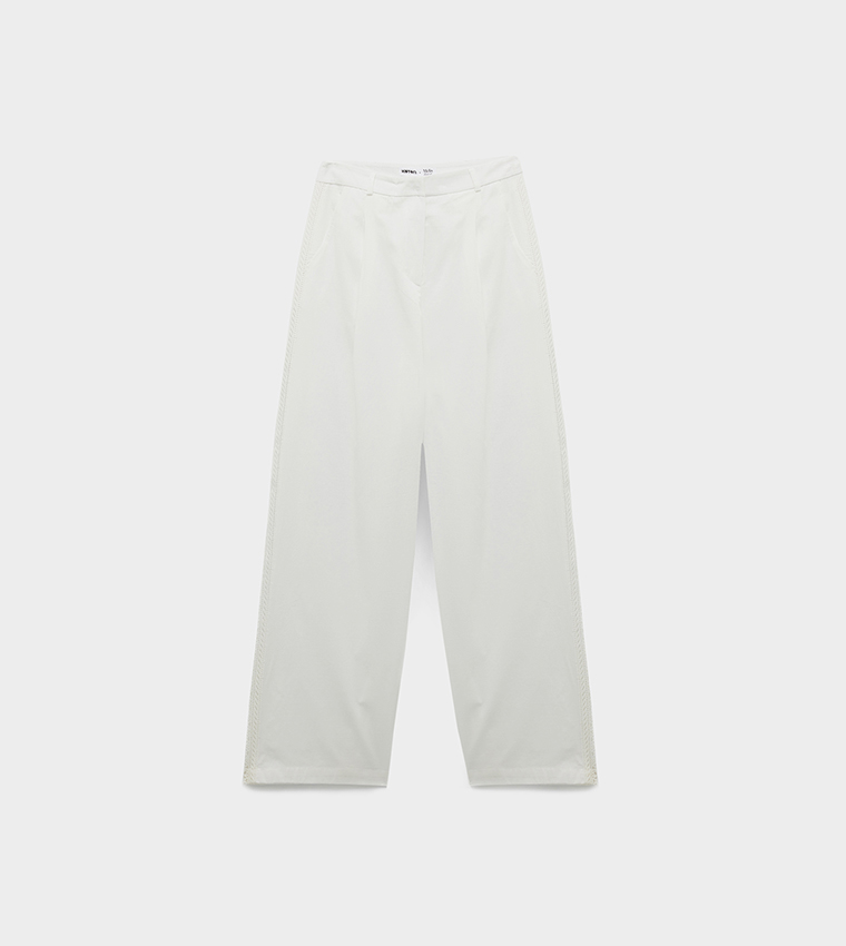 Lace Trim Wide Leg Pants