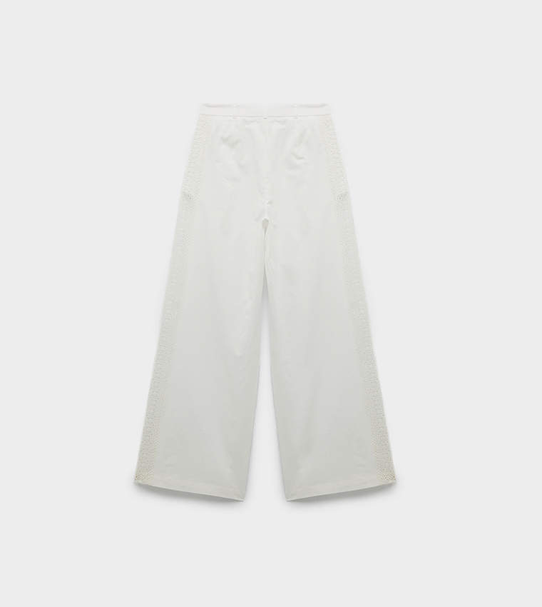Lace Trim Wide Leg Pants