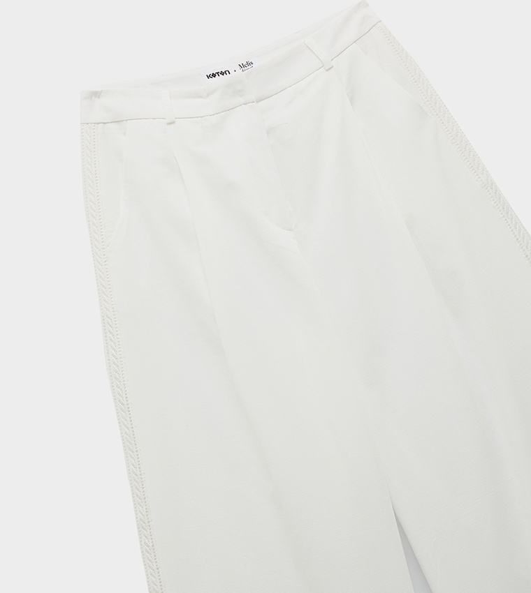 Lace Trim Wide Leg Pants