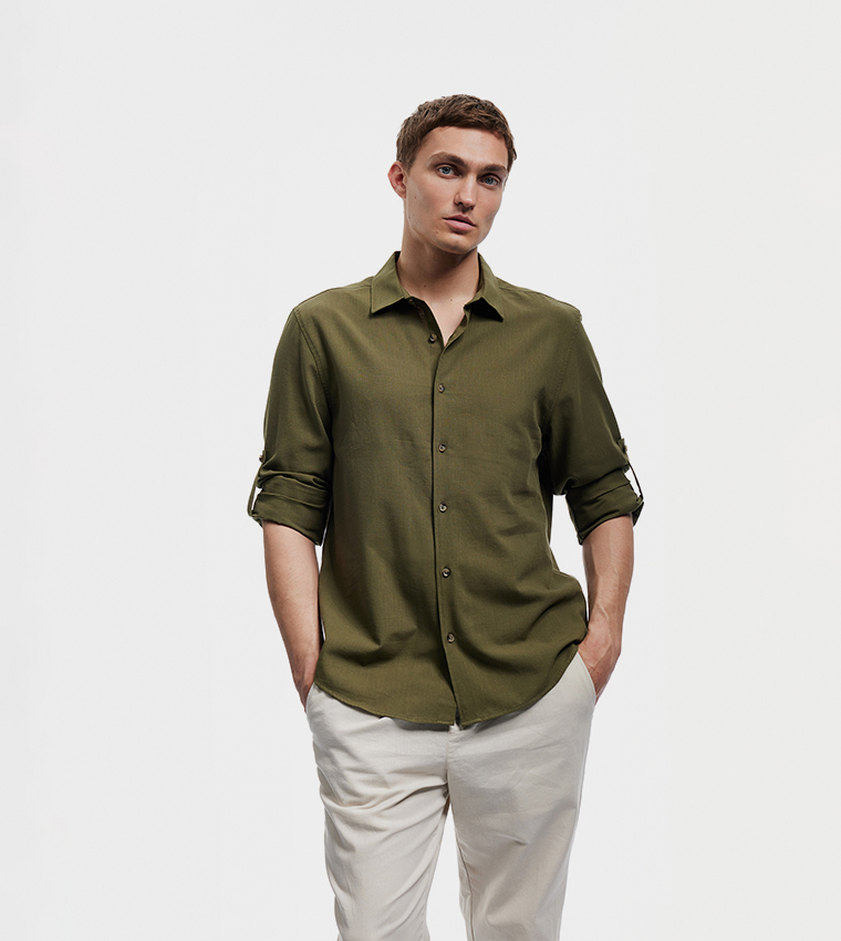 Textured Regular Fit Long Sleeves Shirt