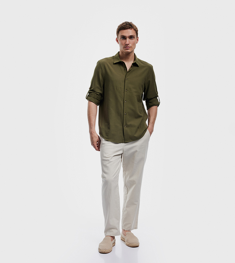 Textured Regular Fit Long Sleeves Shirt
