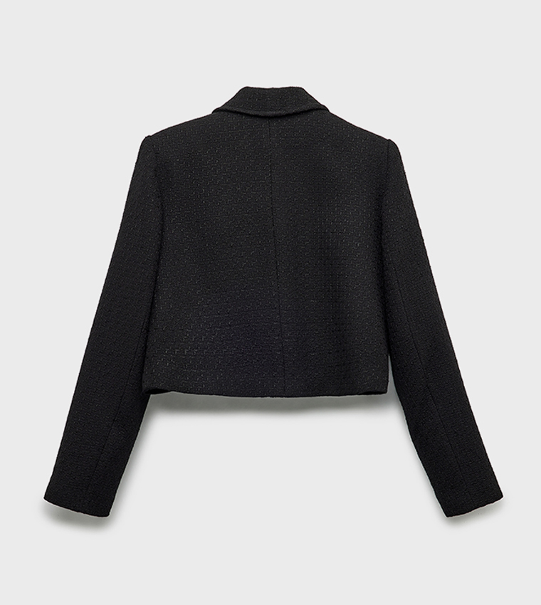Button Detail Long Sleeves Tweed Jacket