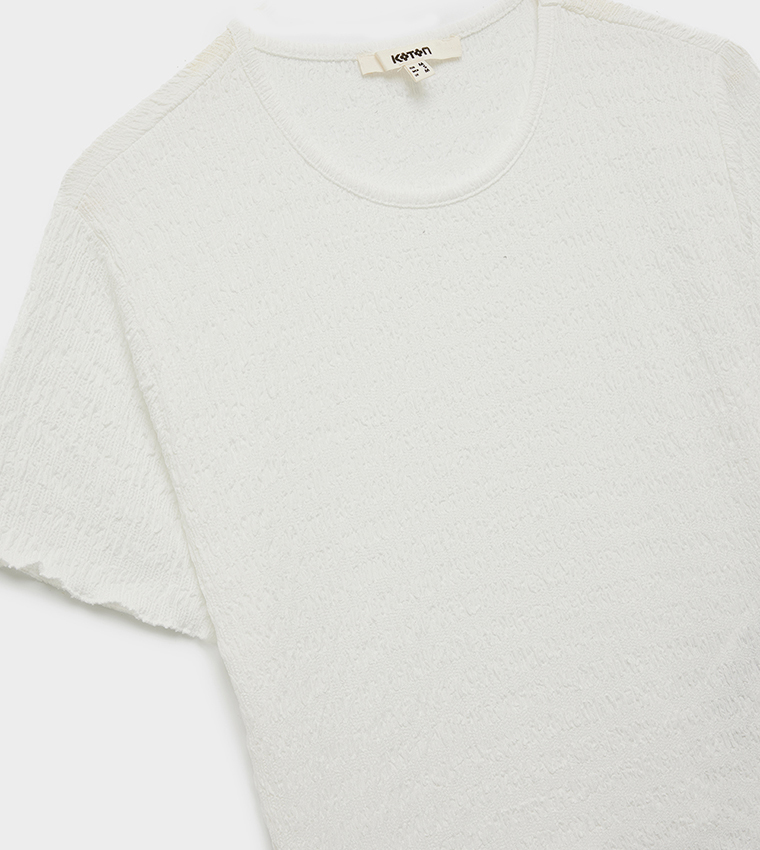 Textured Short Sleeves Crop Top