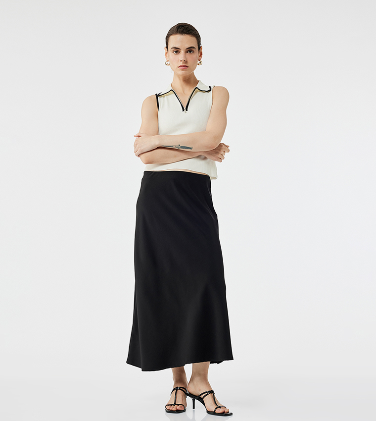 Satin Flared Maxi Skirt