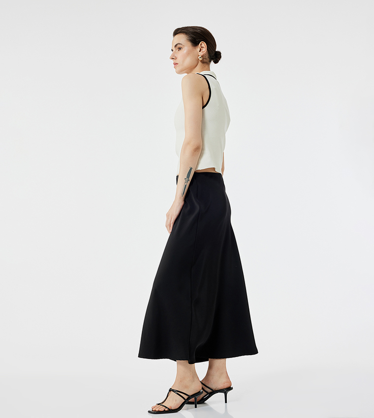 Satin Flared Maxi Skirt