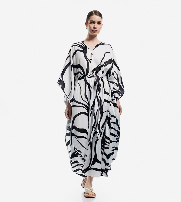 فستان ماكسي ساتان كم قفطان 