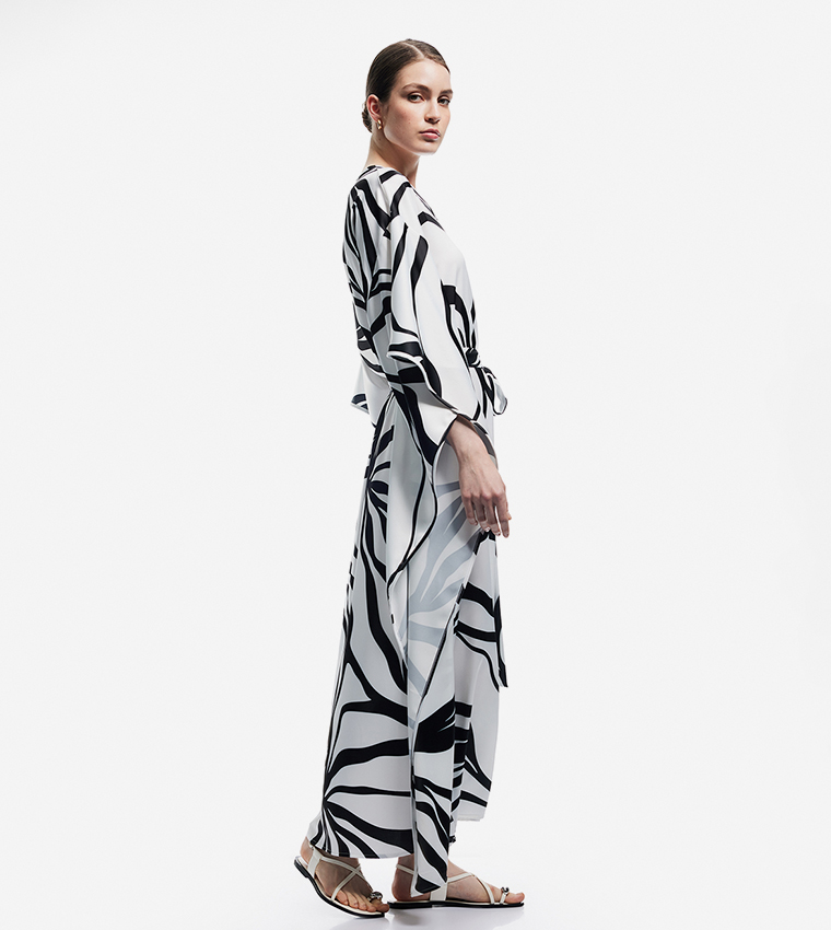 فستان ماكسي ساتان كم قفطان 