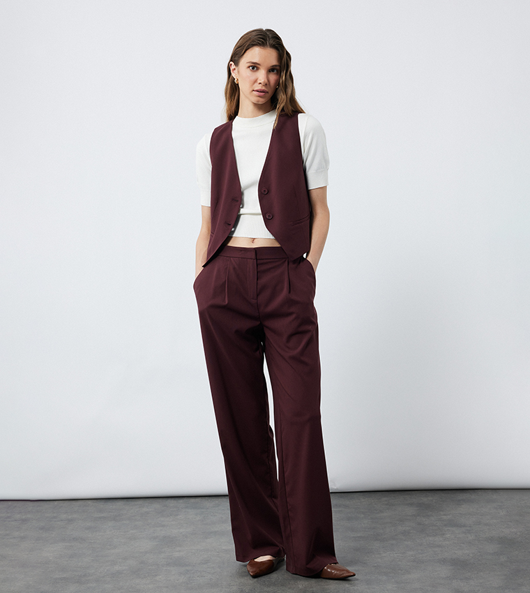 Pleat Detail Wide Leg Pants