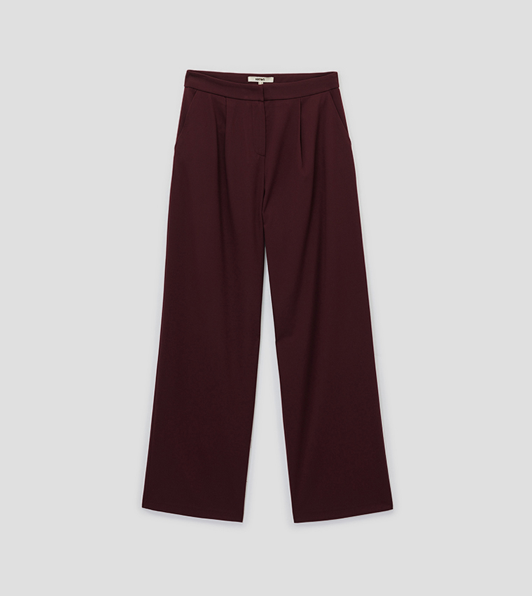 Pleat Detail Wide Leg Pants