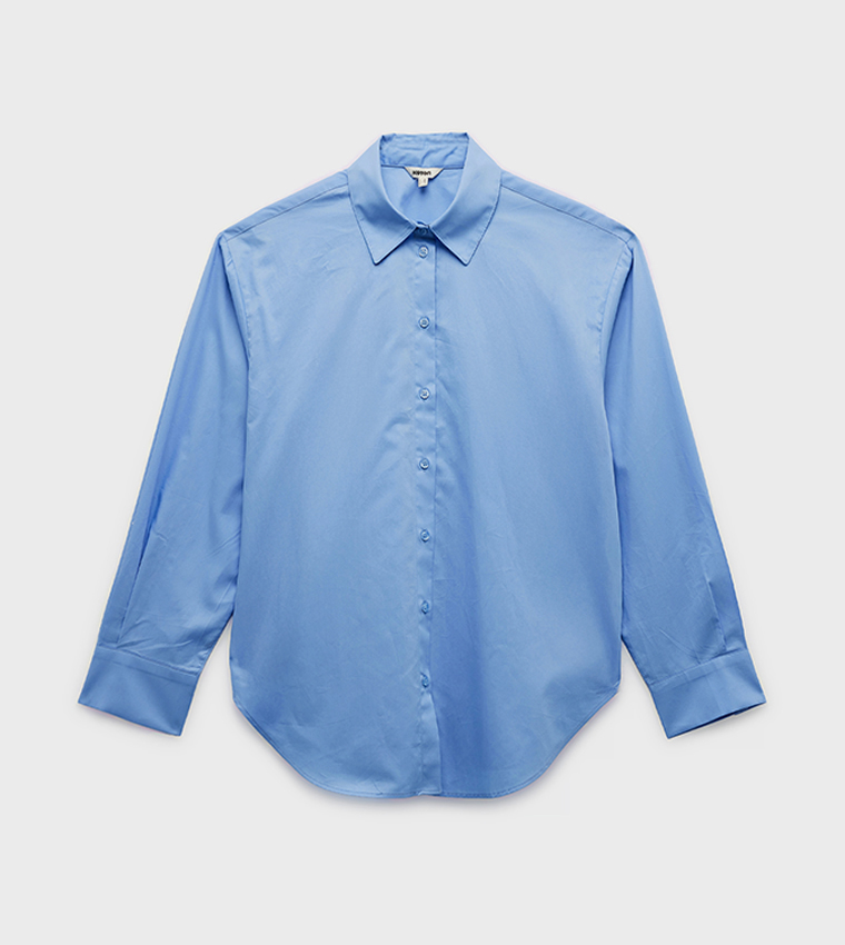 Solid Long Sleeves Oversized Shirt
