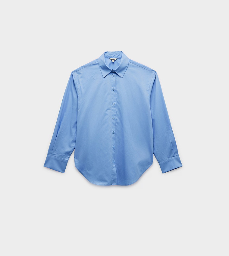 Solid Long Sleeves Oversized Shirt
