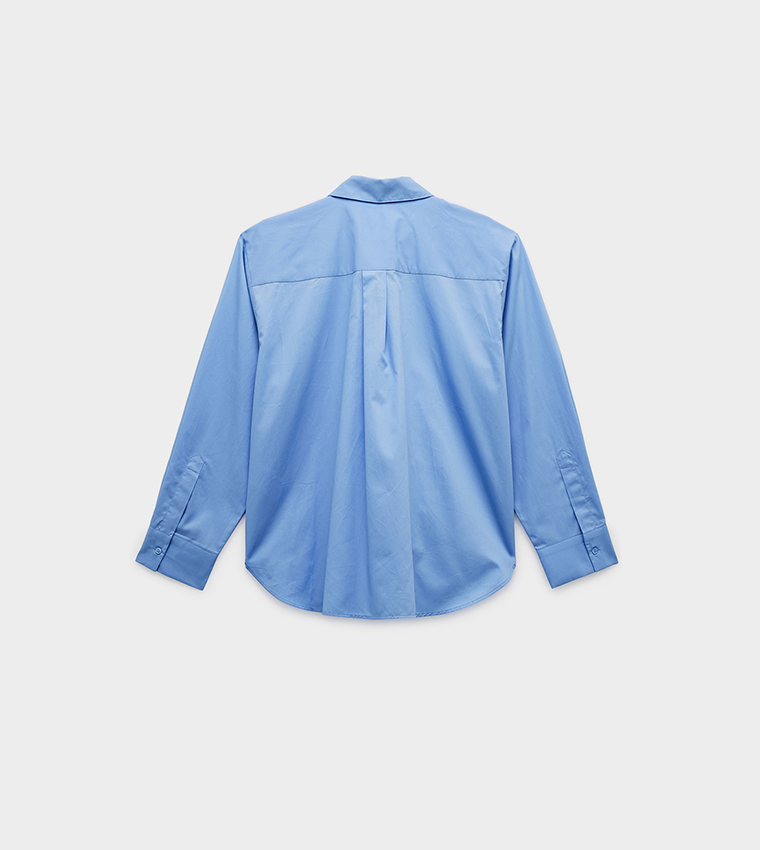 Solid Long Sleeves Oversized Shirt