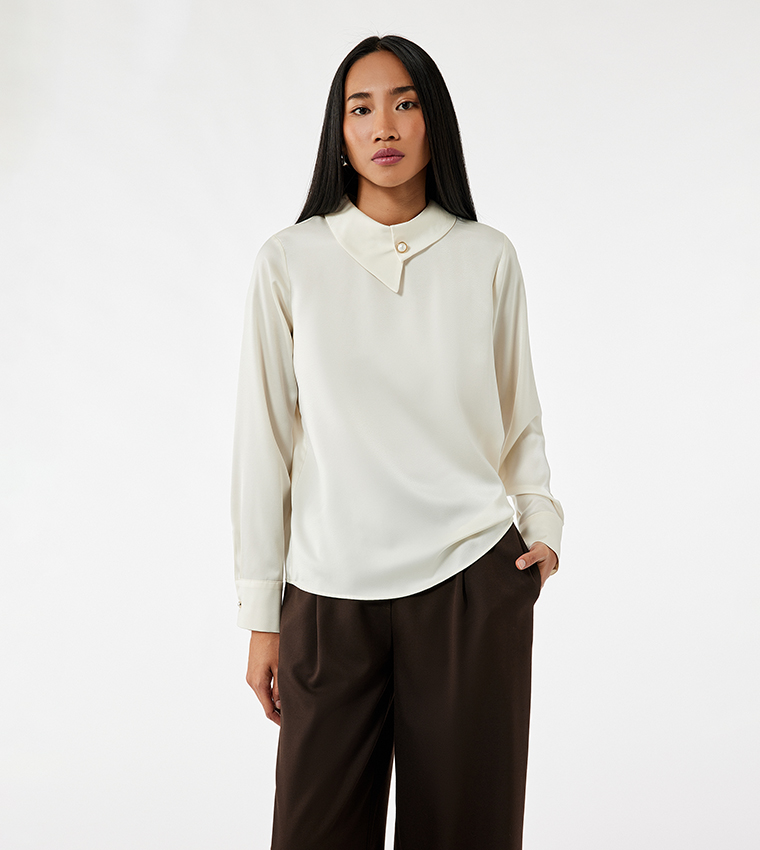 Button Detail Long Sleeves Top