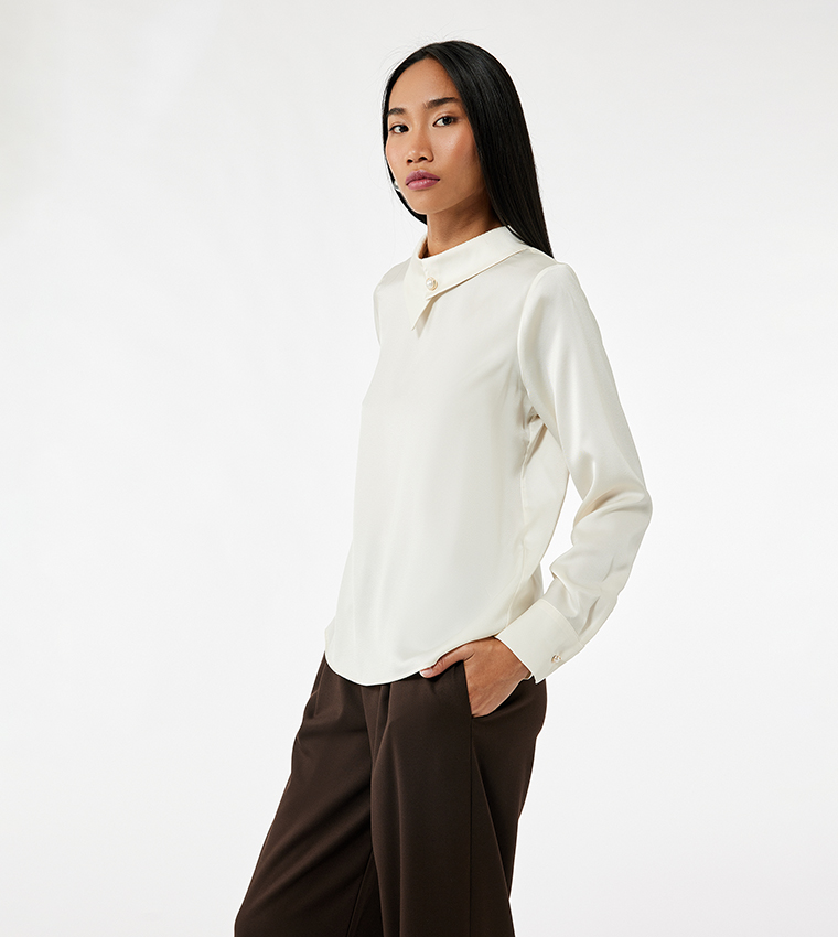 Button Detail Long Sleeves Top