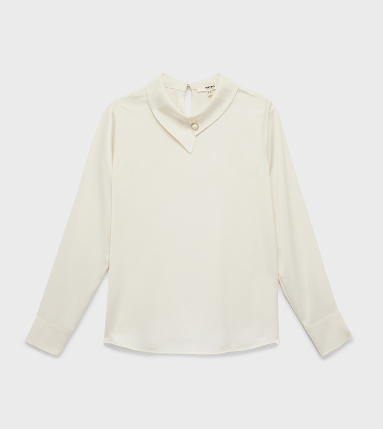 Button Detail Long Sleeves Top