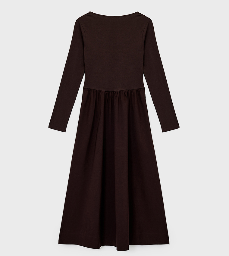Solid Long Sleeves Maxi Dress