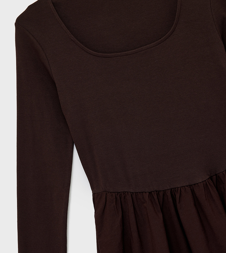 Solid Long Sleeves Maxi Dress