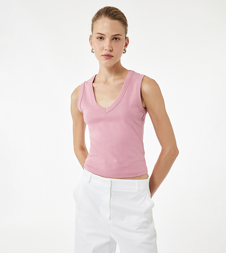 Solid V-Neck Tank Top
