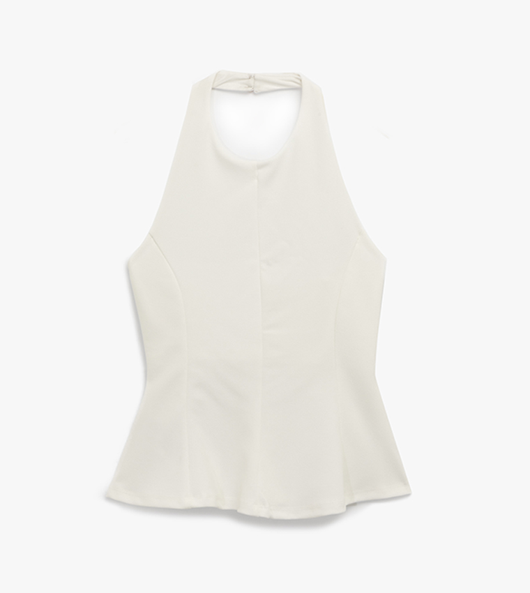 Seam Detail Halterneck Peplum Top
