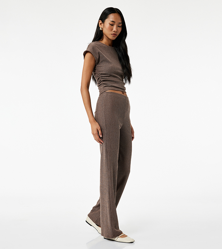 Textured Straight Fit Pants