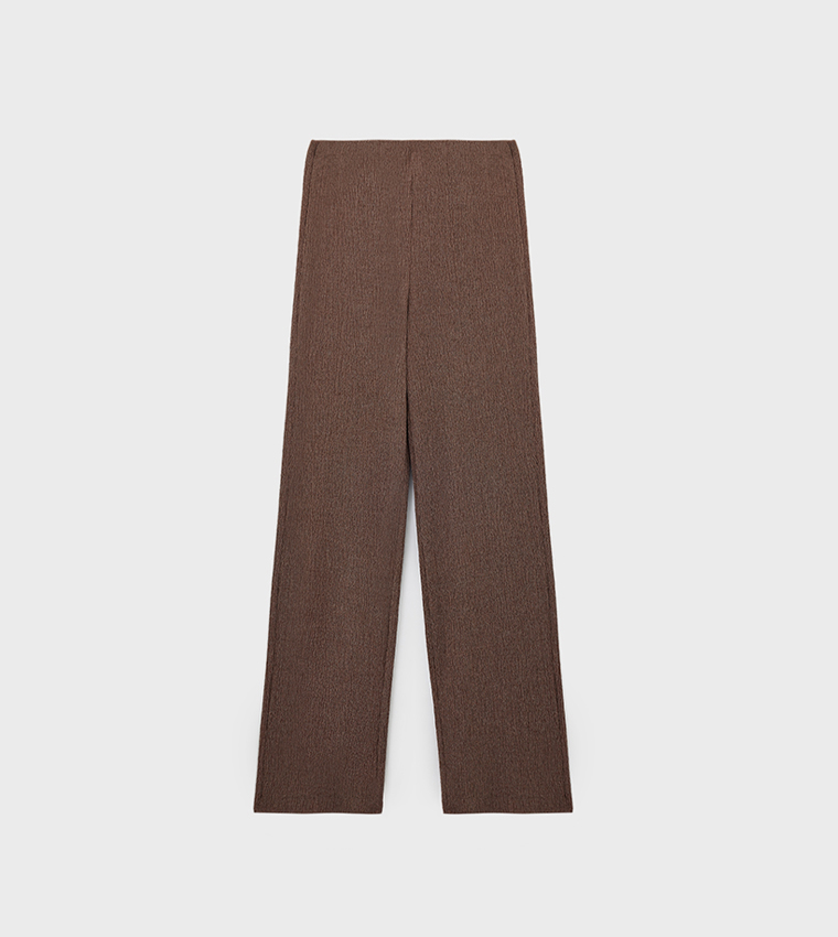 Textured Straight Fit Pants