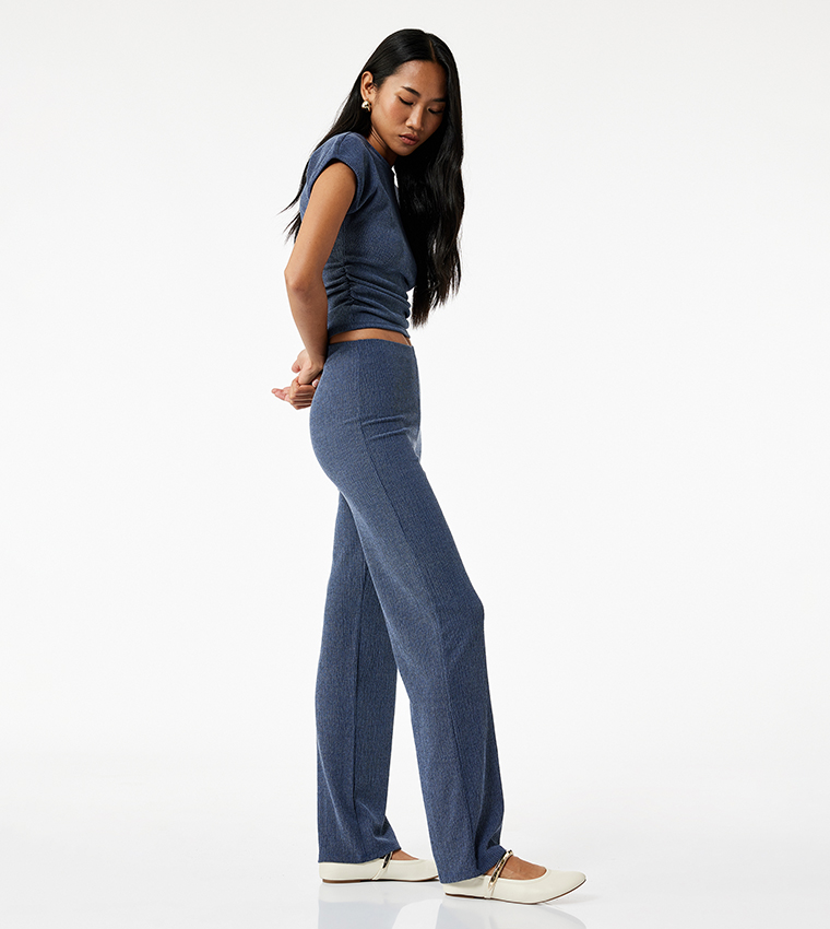 Textured Straight Fit Pants