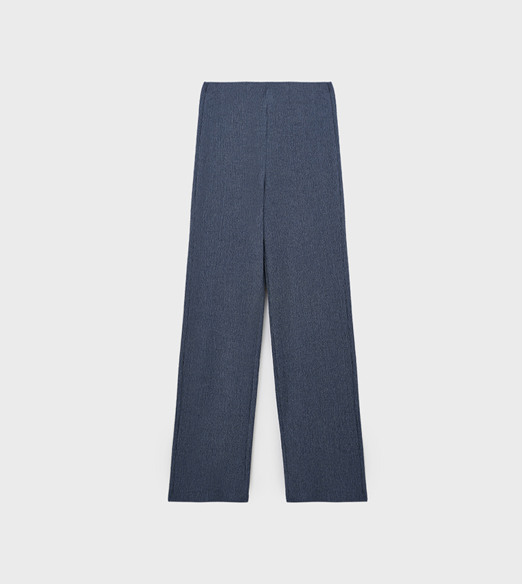 Textured Straight Fit Pants