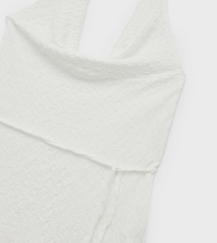Textured Halterneck Asymmetric Top