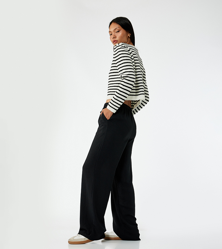 Drawstring Waist Wide Leg Pants