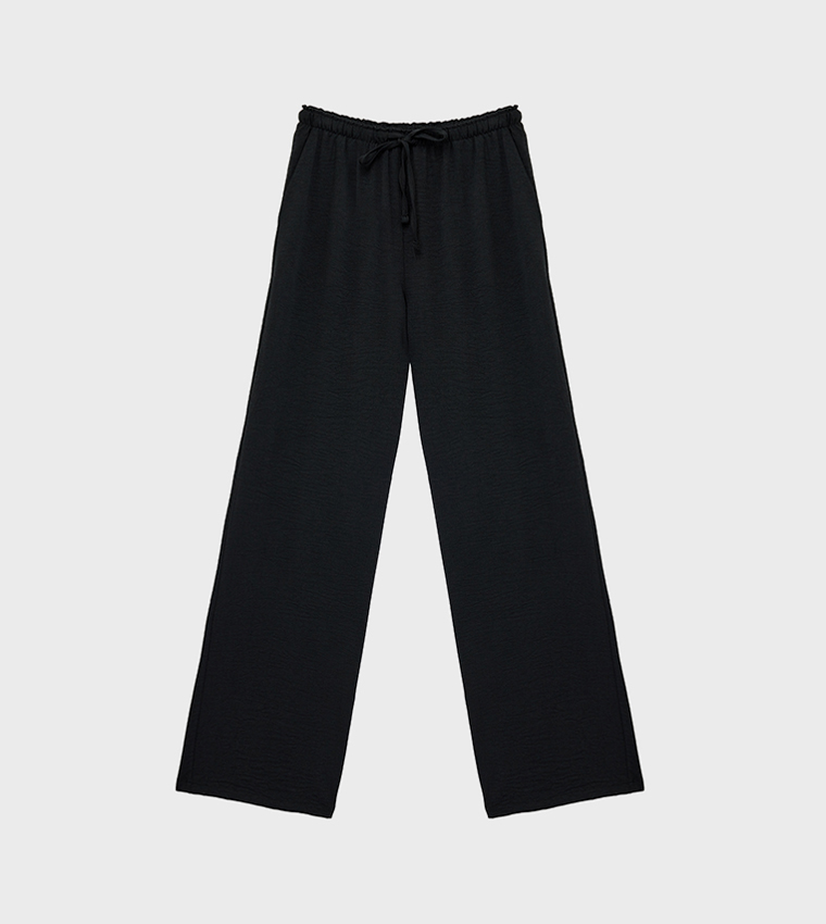 Drawstring Waist Wide Leg Pants