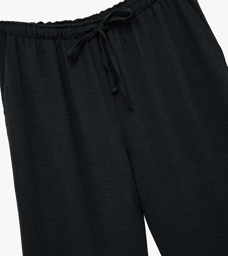 Drawstring Waist Wide Leg Pants