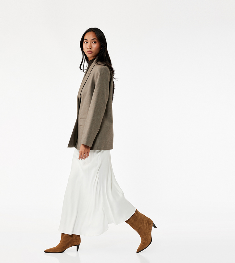 Solid Flared Satin Maxi Skirt