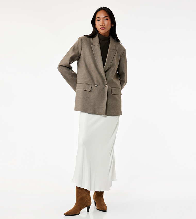 Solid Flared Satin Maxi Skirt