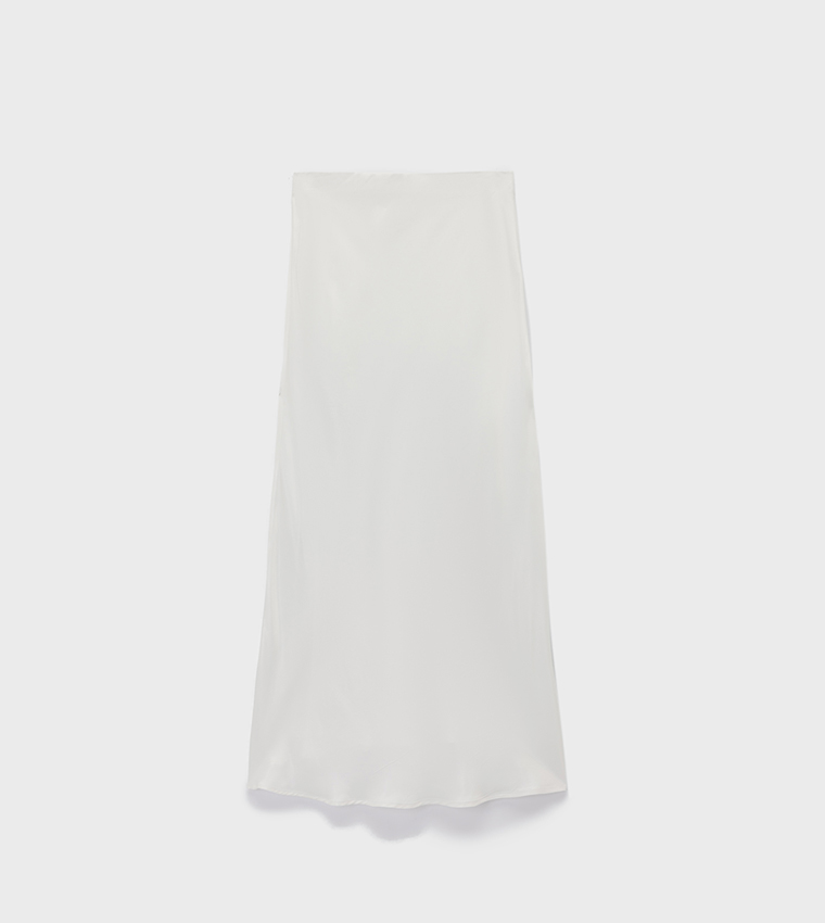 Solid Flared Satin Maxi Skirt