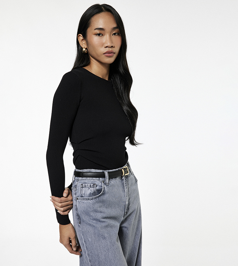 Ribbed Long Sleeves Knit Sweater