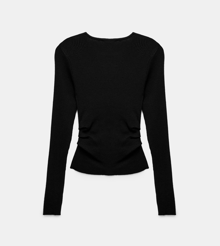 Ribbed Long Sleeves Knit Sweater